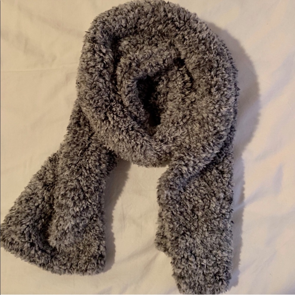 Faux Fur Plush Scarf - Grey